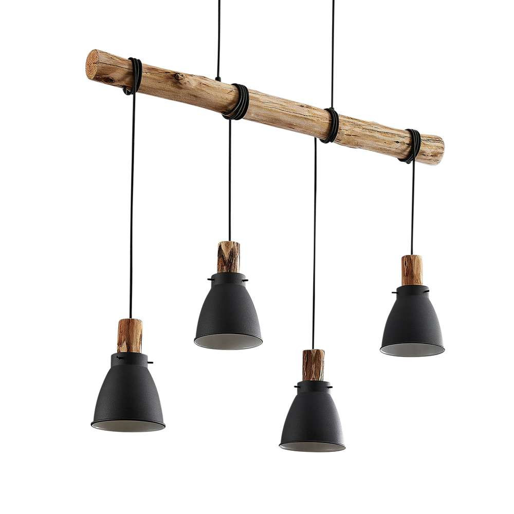 Lindby - Trebale 4 Hanglamp Black/Wood