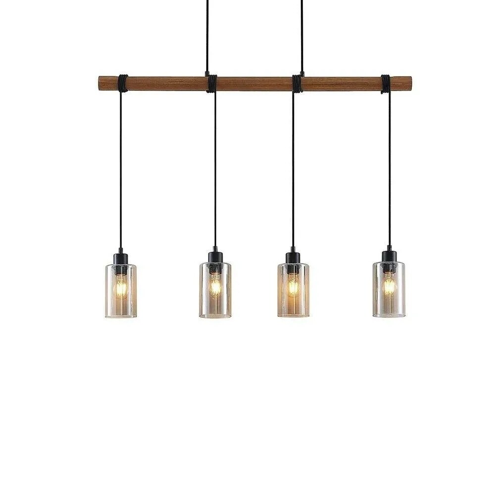 Lindby - Emavi Hanglamp Black/Smoke/Wood