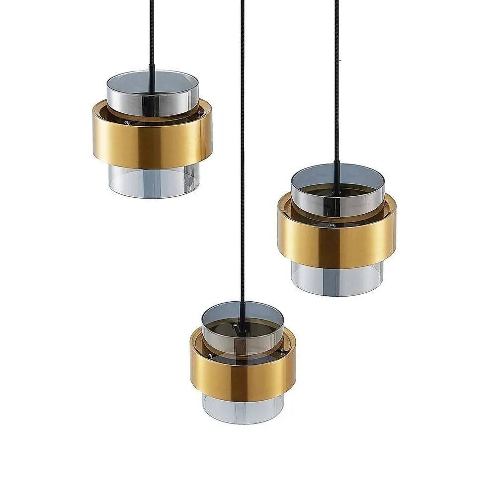 Lucande - Ikibare Cluster Hanglamp Black/Brass/Smoke Lucande