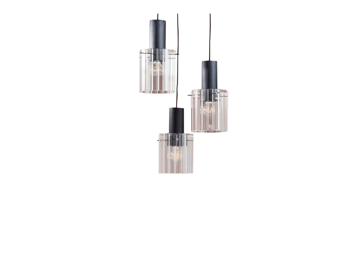 Lucande - Eirian 3 Cluster Hanglamp Clear/Black Lucande