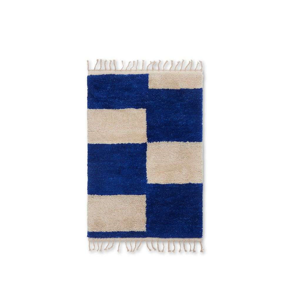 ferm LIVING - Mara Knotted Rug S Bright Blue/Off-White ferm LIVING