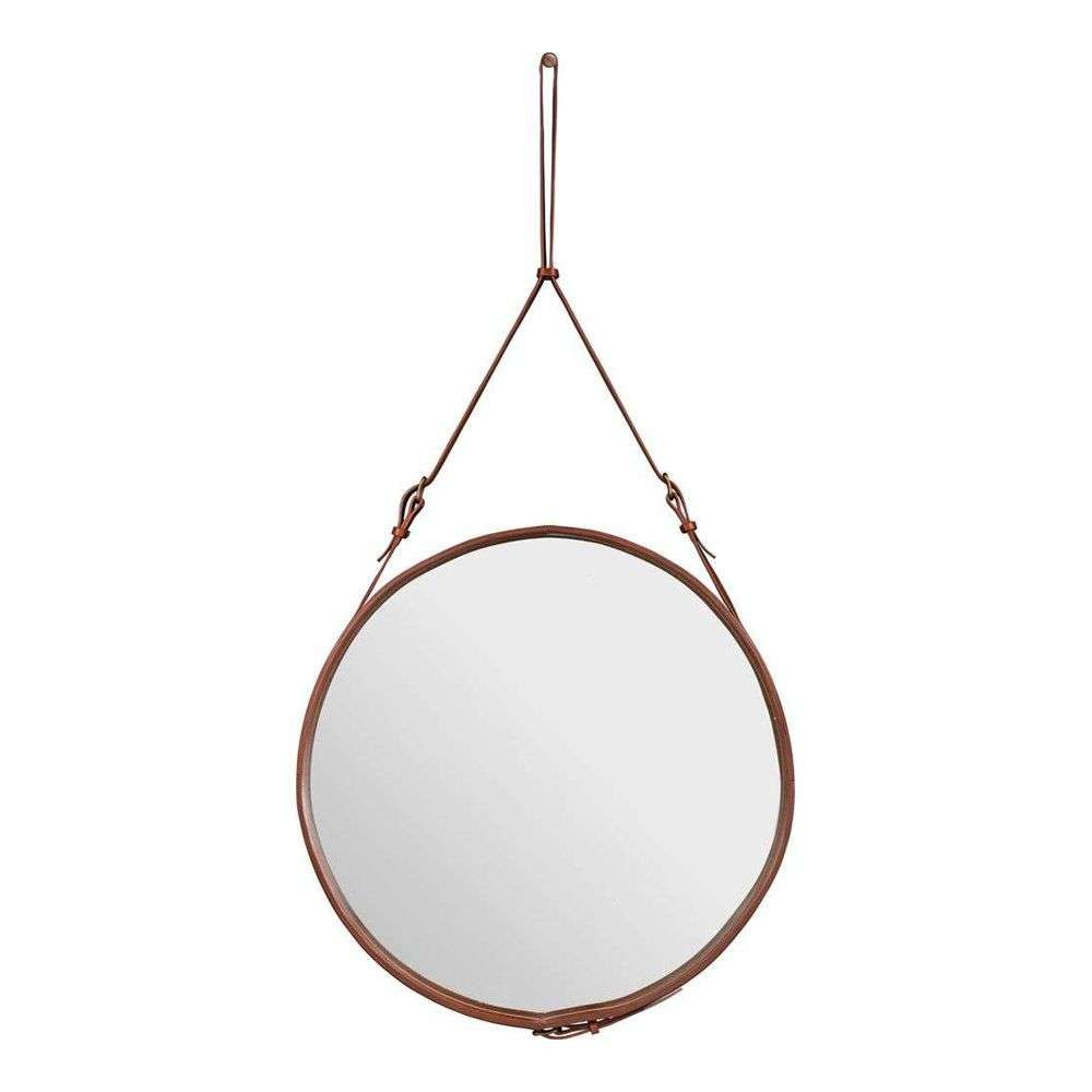 GUBI - Adnet Wall Mirror Circular Ø70 Tan Leather