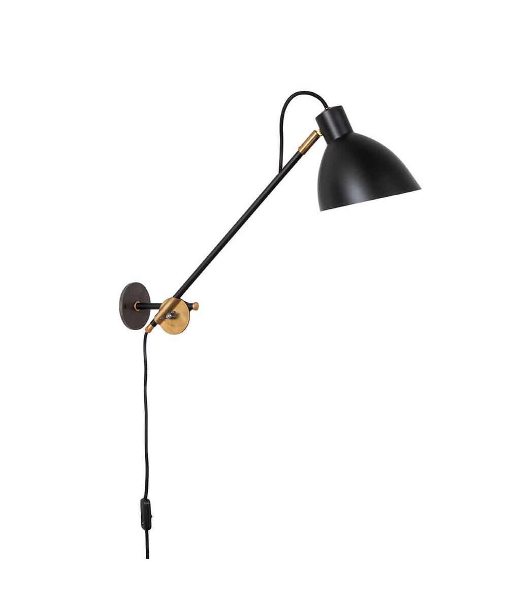 Konsthantverk - Kh#1 Zwart voor Geelkoper Wandlamp Lang Arm