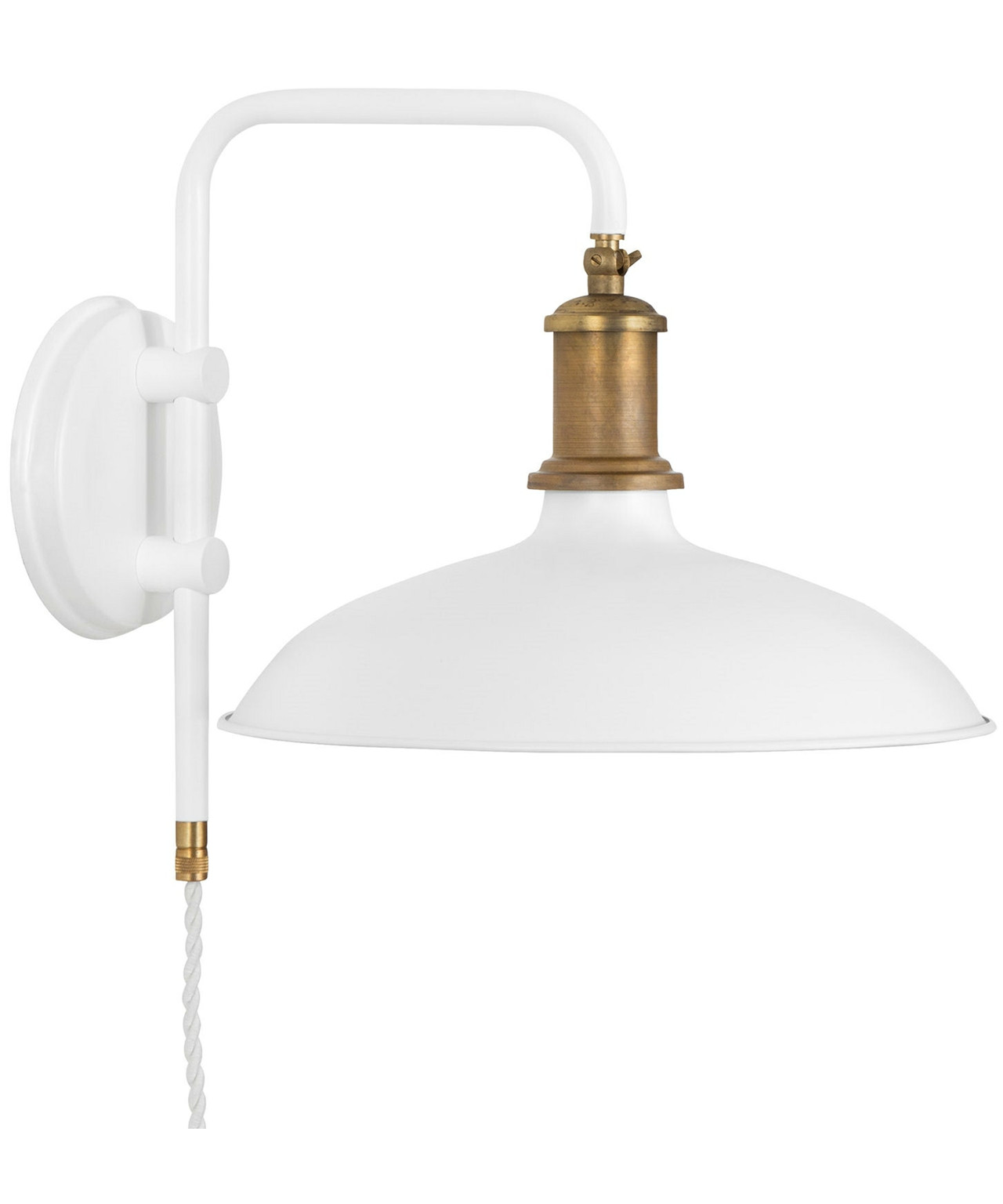 Kavaljer vegglampe matt hvit/rå messing konsthantverk