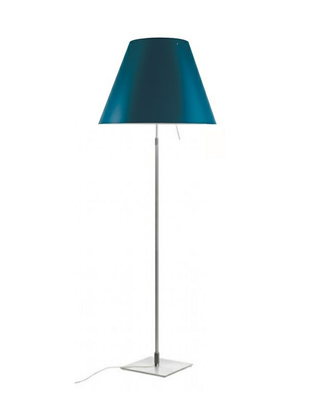 Costanza gulvlampe m/dimmer alu/petroleum blue fra luceplan