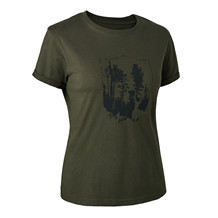 Deerhunter Dame T-Shirt med Skjold -Bark Green