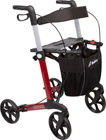 Leopard rollator, standard - Rød, letvægt