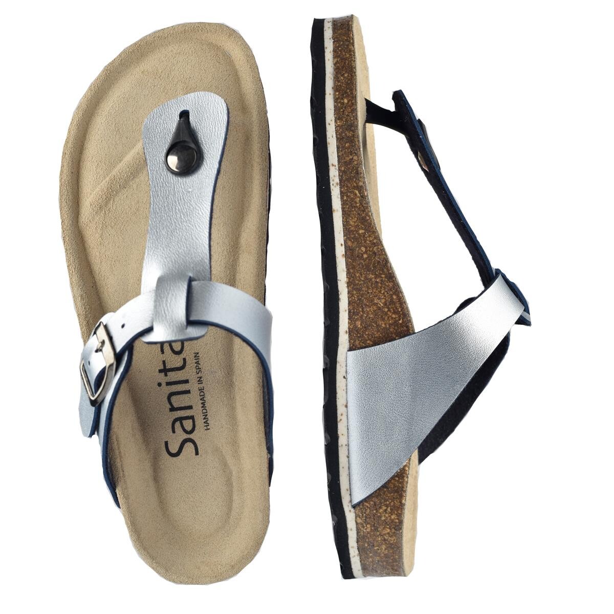 Billede af Sanita Bio Bora Bora Metallic Sandal Sølv, Størrelse: 38, Dame