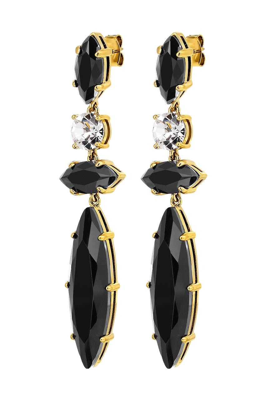 Dyrberg Kern Tenere Earring , Color Gold Black, Onesize, Women