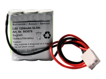 Batteri 1,2Ah/3,6V/45x15x50 <br />Stationær - Ni-Mh - Kompatibel