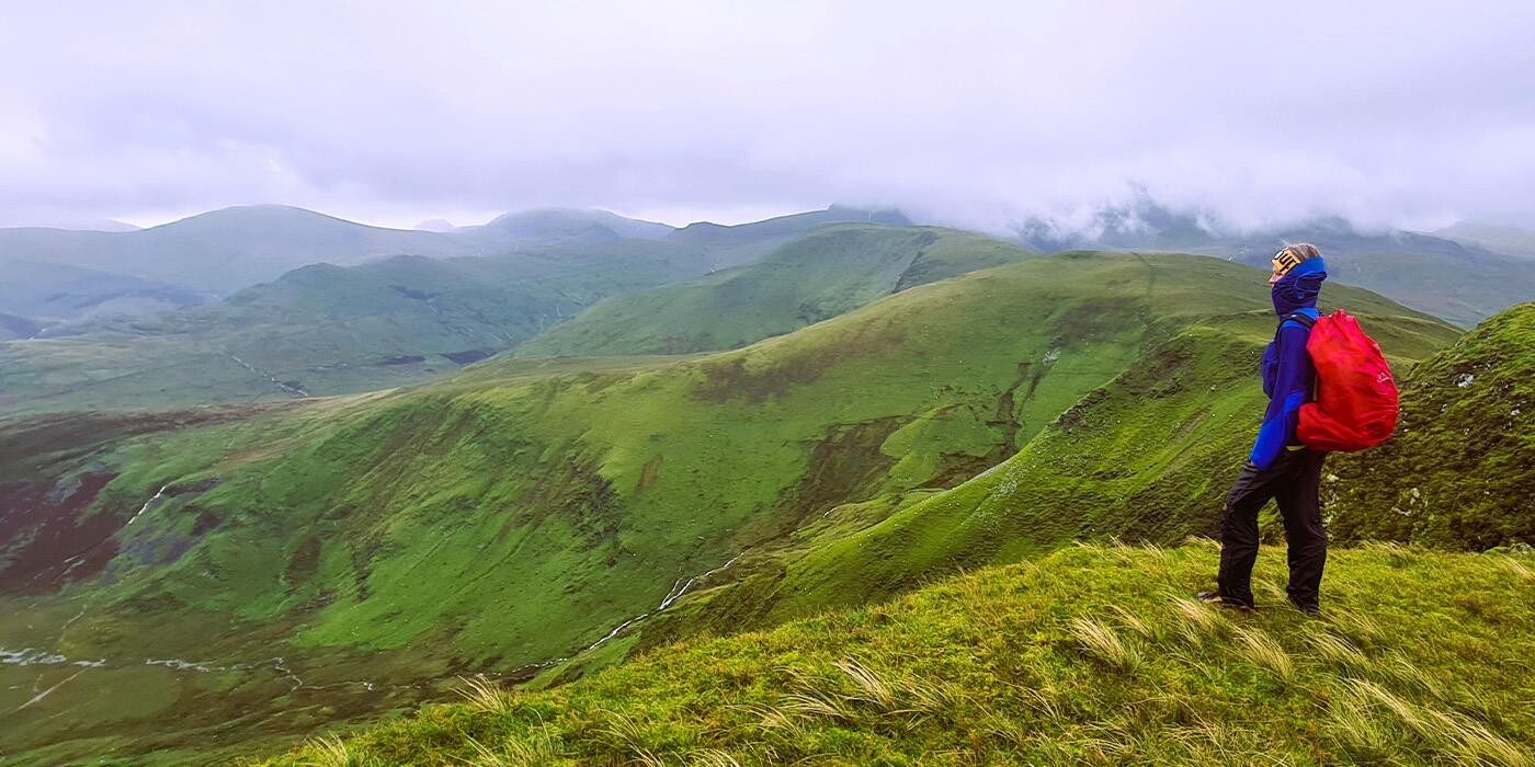 Udsigt fra Moel Eilio på vandreferie i Wales.