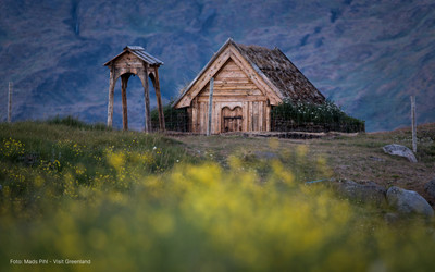 Tjodhildes kirke i Sydgrønland (UNESCO site). Foto af Mads Pihl - Visit Greenland