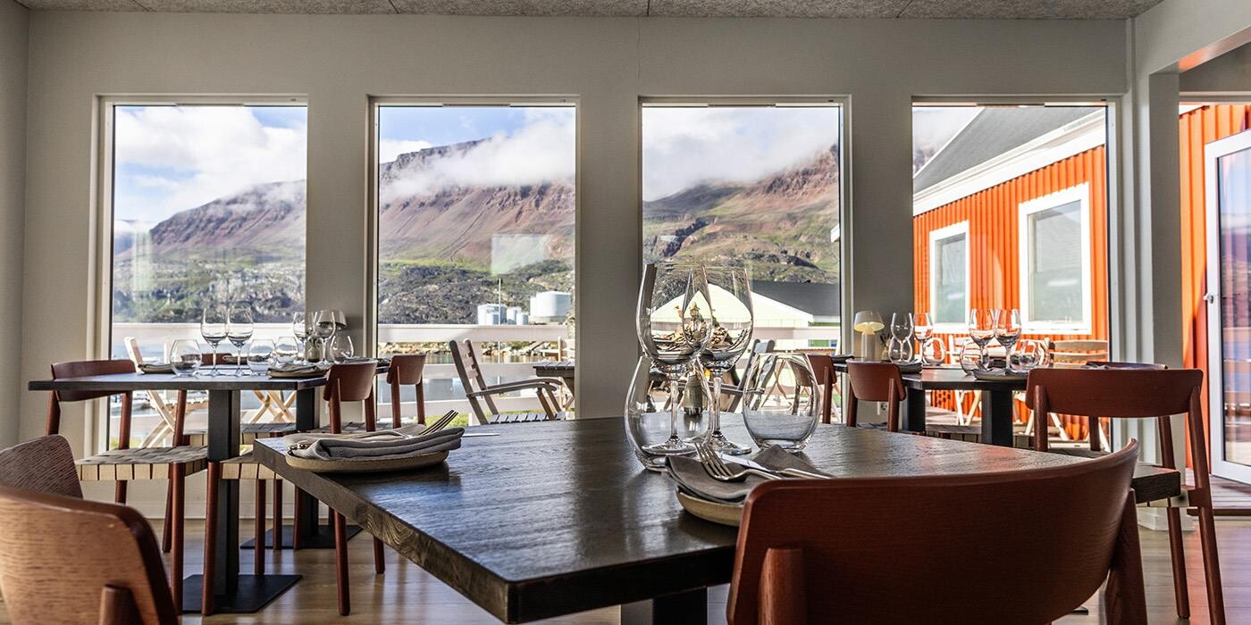 Resturant with a view to Old harbour at Qeqertarsuaq.