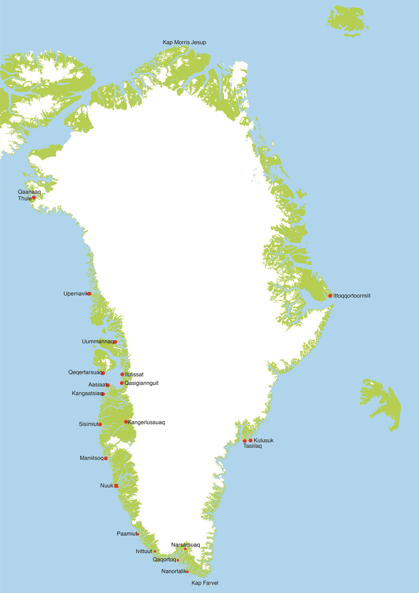 Ondartet Sweeten damper Map Greenland