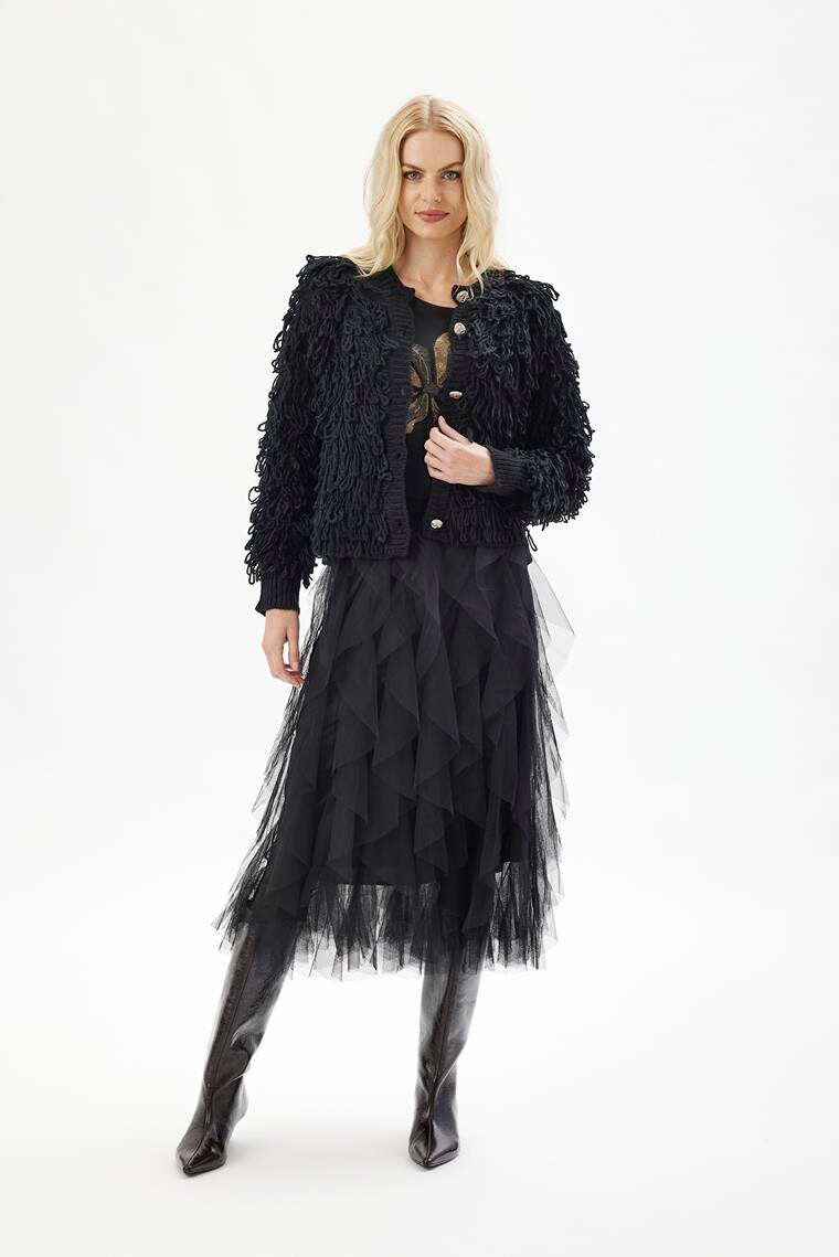 【最終値下げ】ÉPINE PARIS bijou cardigan black Cardigan with beaded collar black / gray For Women | Sandro