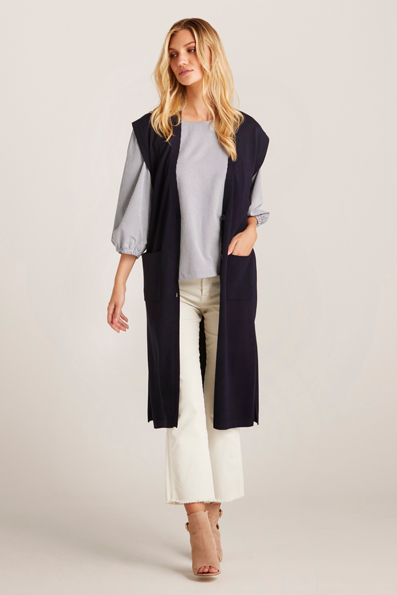 IN FRONT CAMILLE LONG KNIT VEST 14651 591 (Navy 591, M)