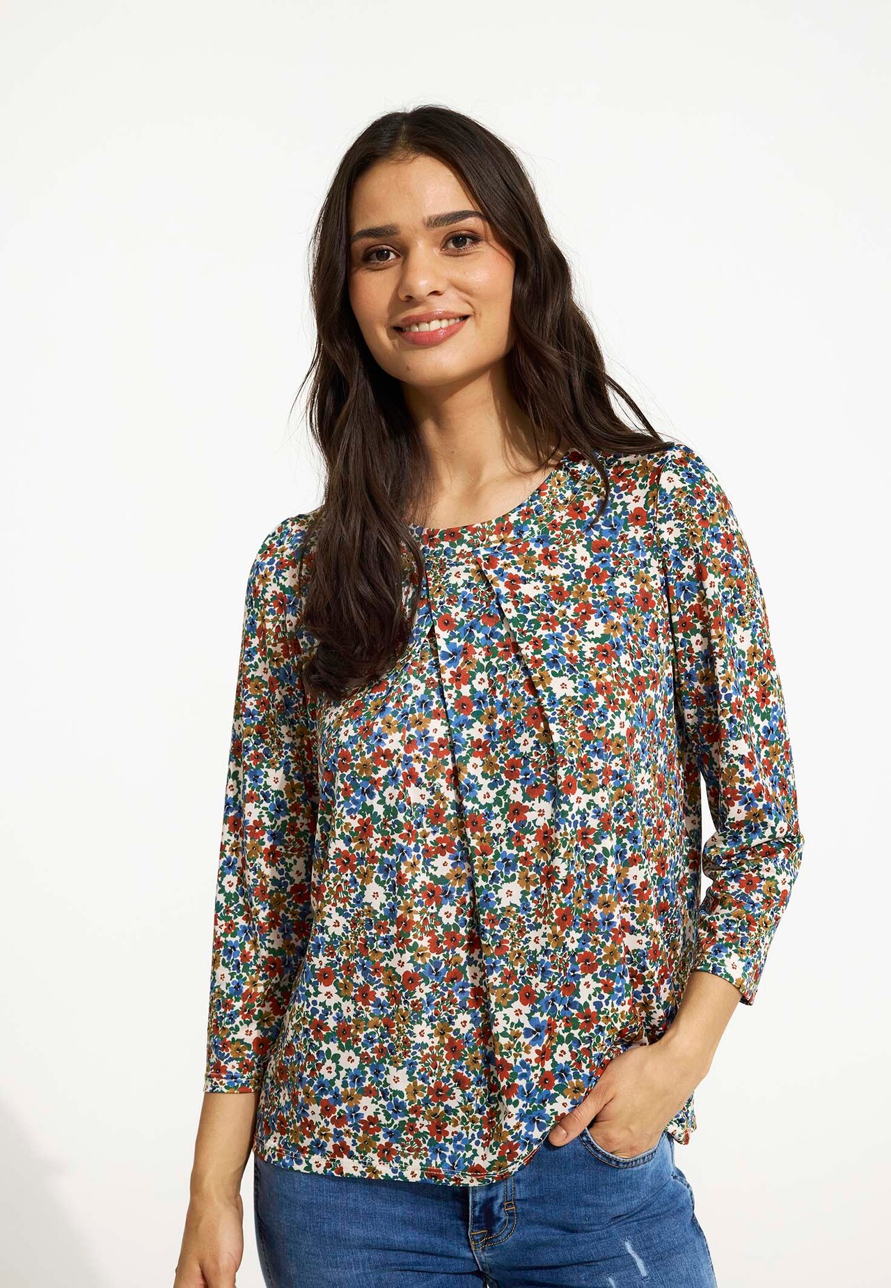 IN FRONT JOYCE BLOUSE 16567 516 (Multi Blue 516)