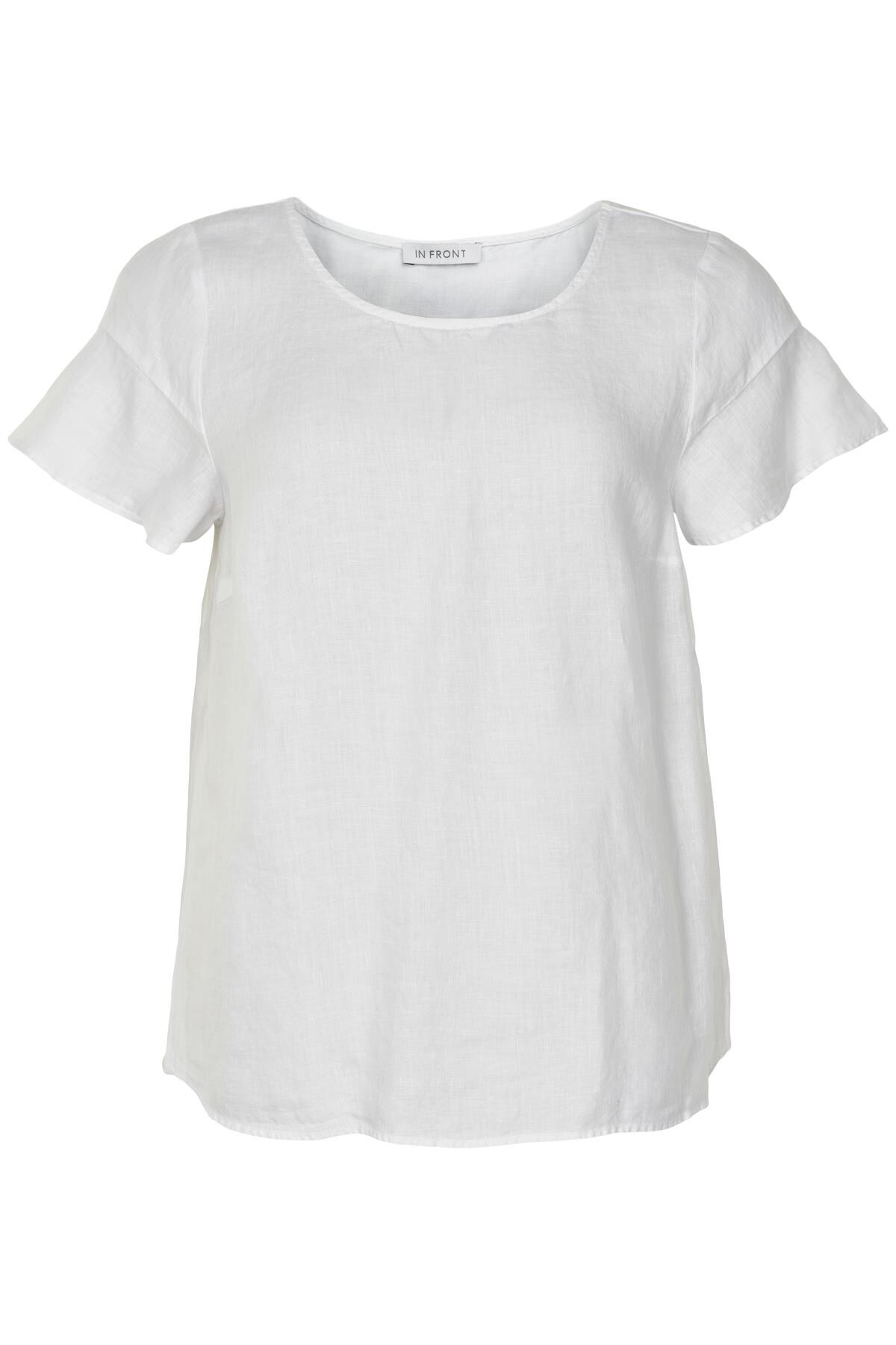 Billede af IN FRONT Lino Bluse, Farve: White, Størrelse: XXL, Dame