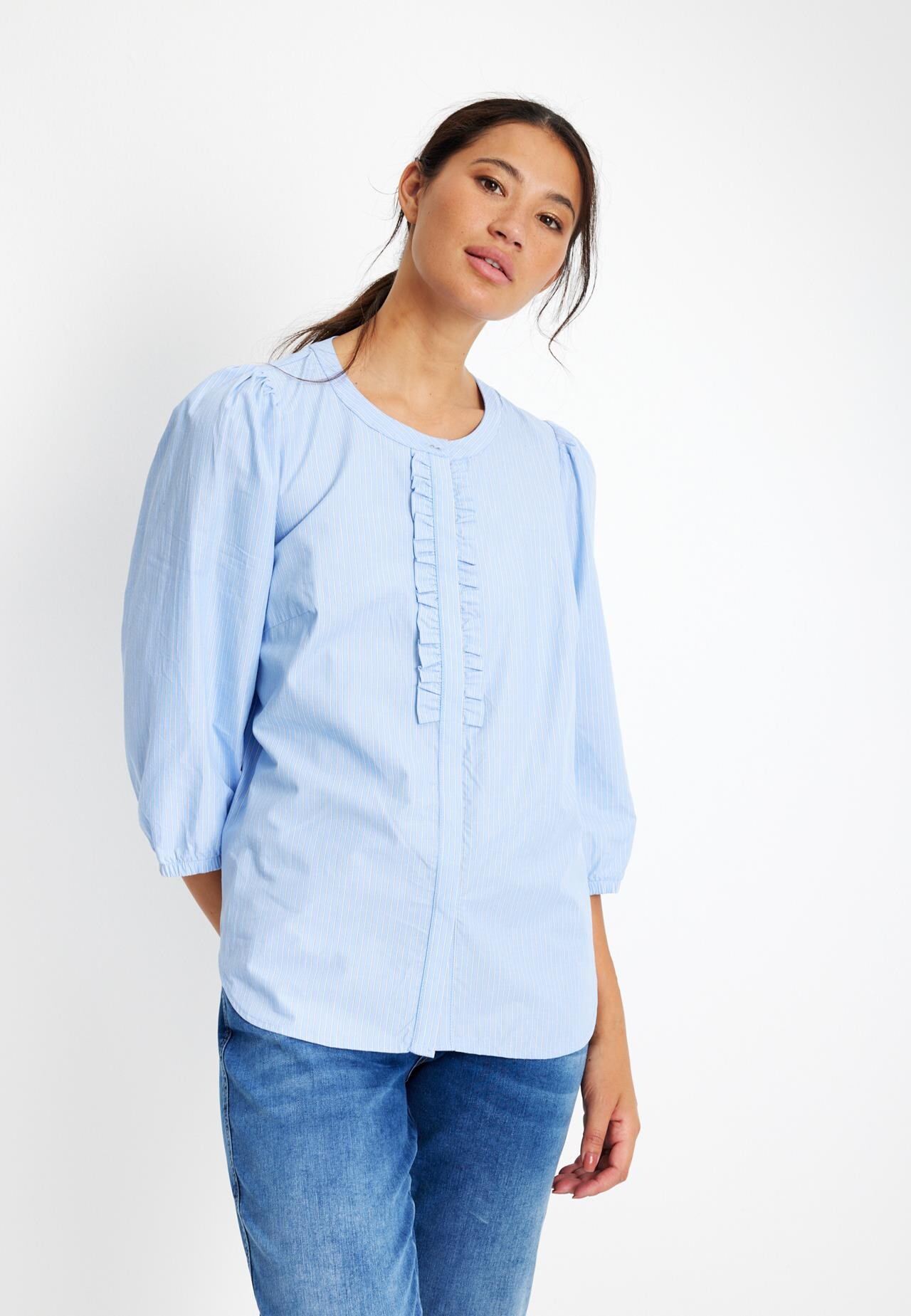 Front Eliana Skjorte Farve: Light Blue Størrelse: Dame