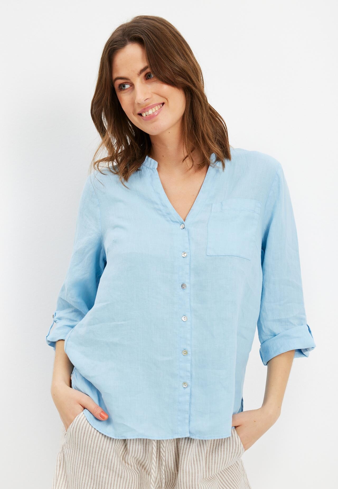 Se IN FRONT Lino Skjorte, Farve: Light Blue, Størrelse: S, Dame hos Infront Women