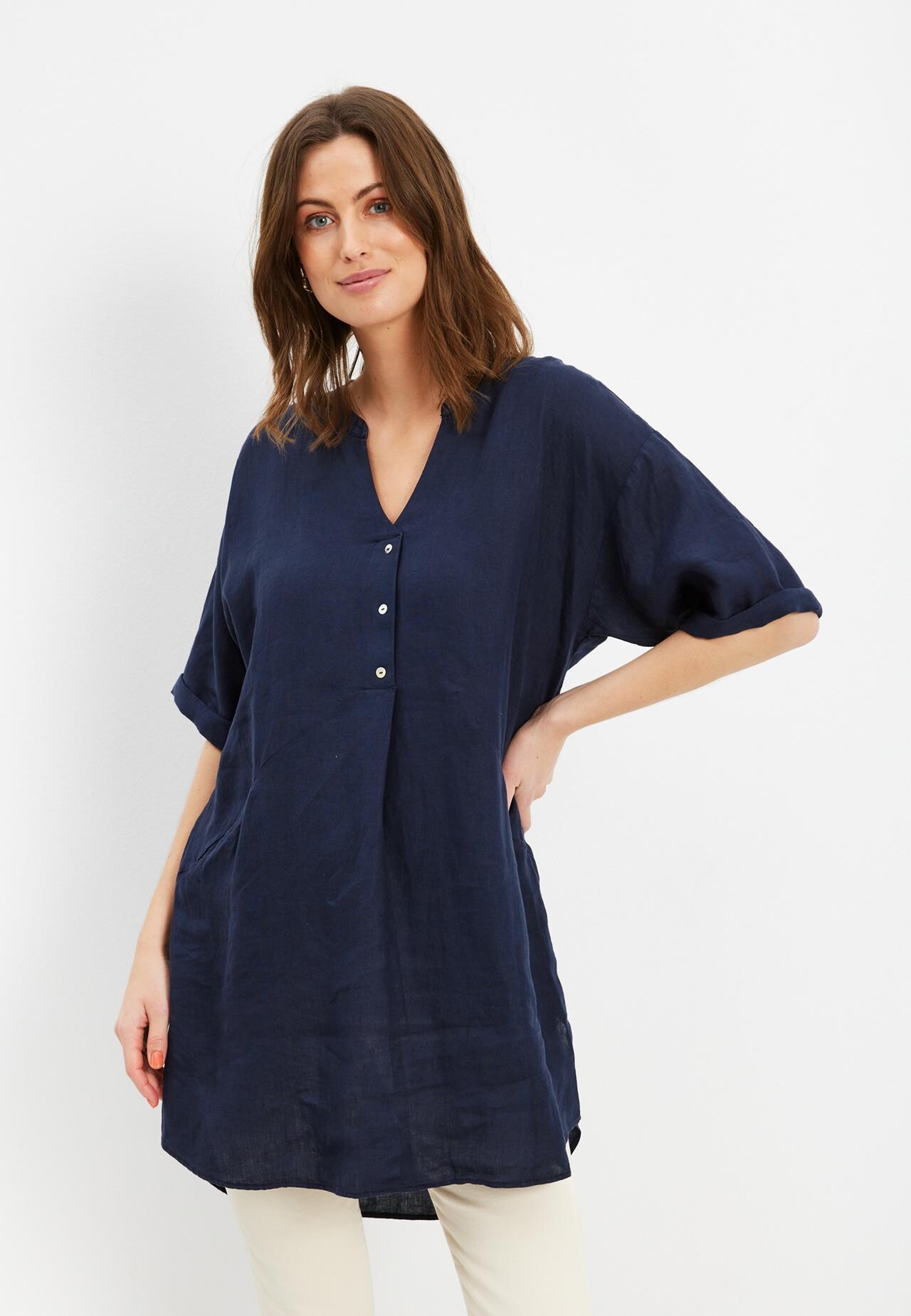 In Front Lino Tunic 15683 591 Navy 591 S