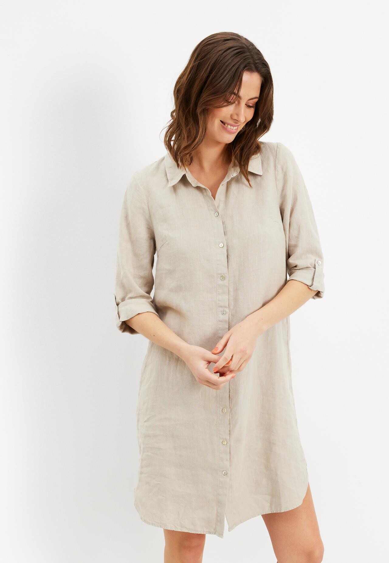 Front Lino Dress 15687 190 Nature 190