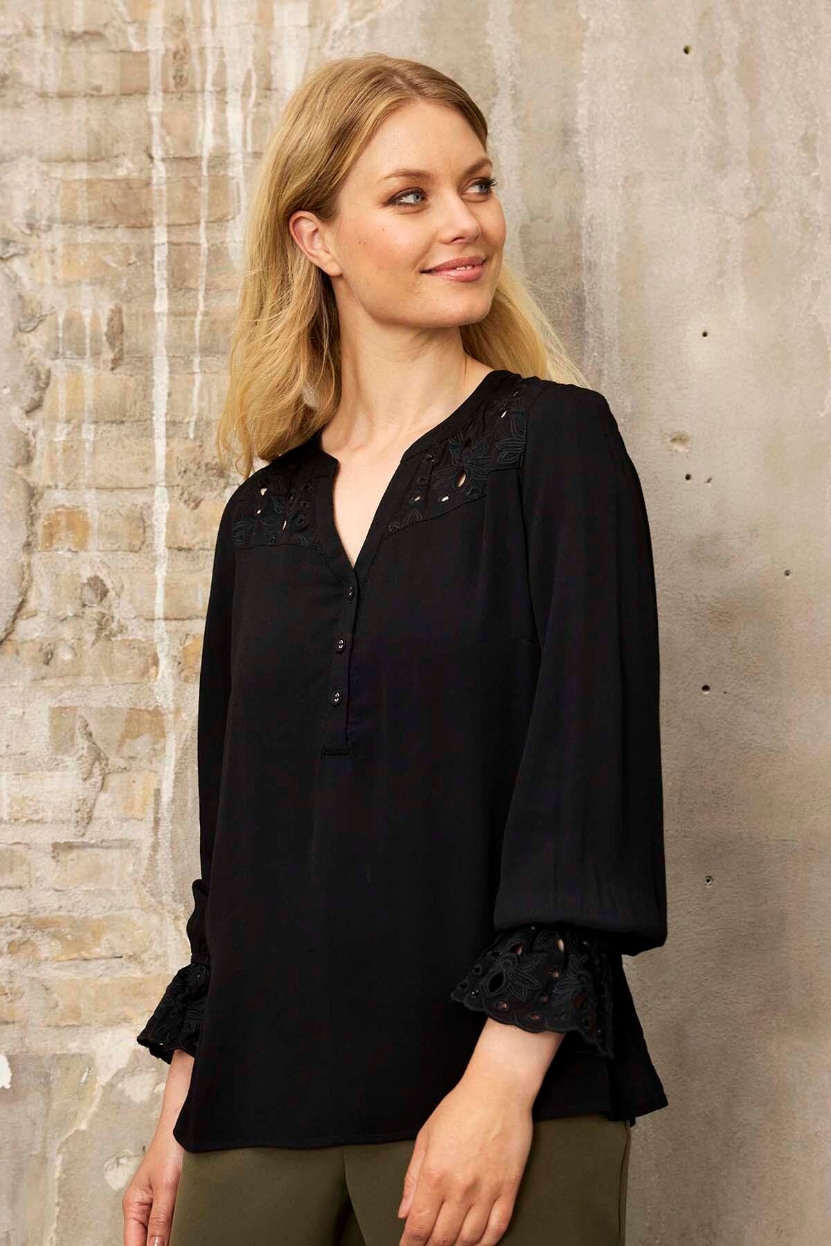 IN FRONT KAMMA BLOUSE 15860 999 (Black 999)