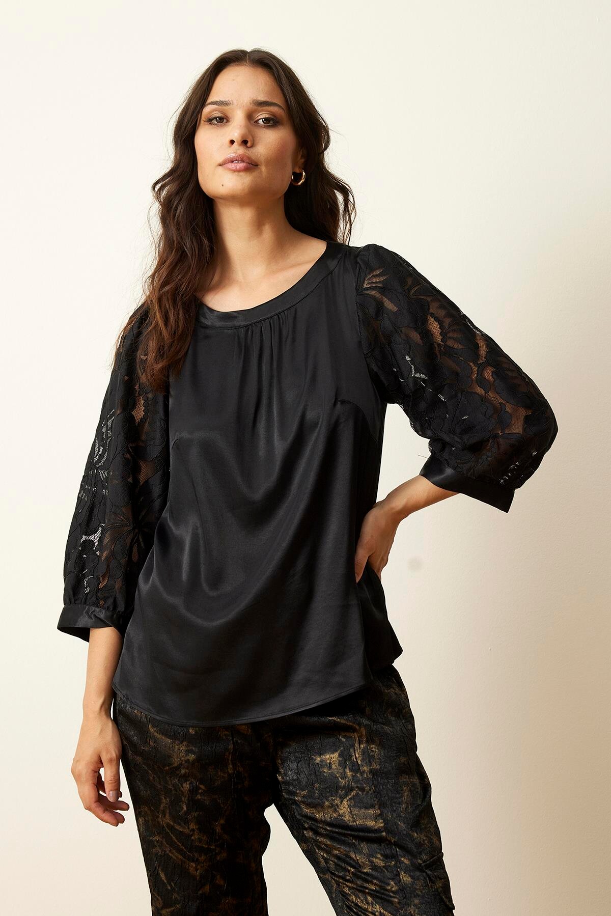 IN FRONT ROZA BLOUSE 15969 999 (Black 999, S)