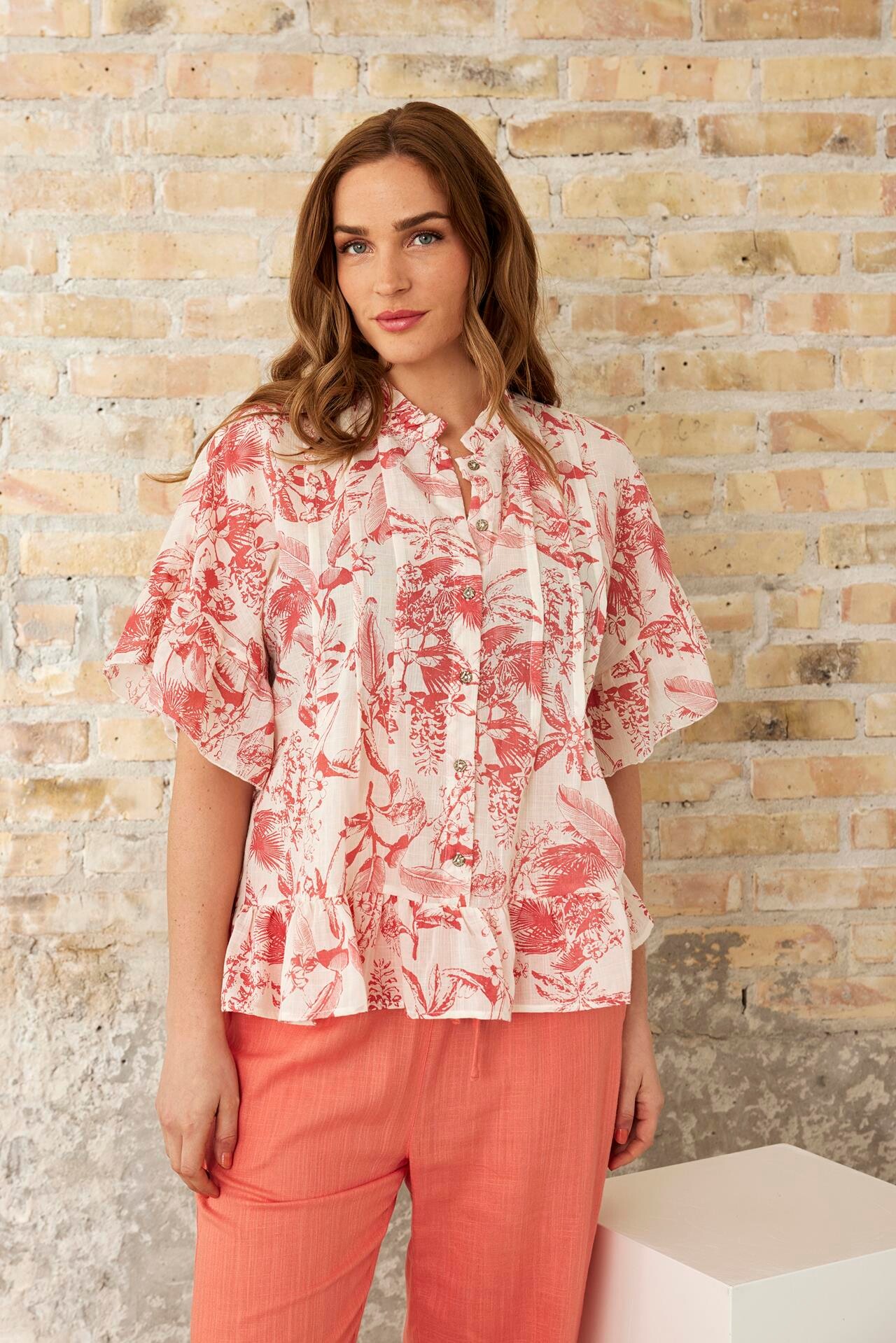 Se IN FRONT Sophia Bluse, Farve: Coral, Størrelse: XL, Dame hos Infront Women