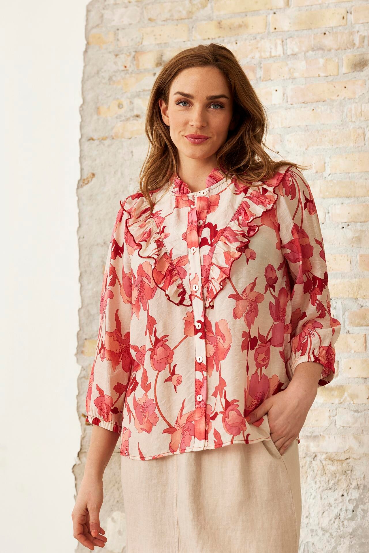 Front Summer Shirt 16219 230 Coral Rose 230