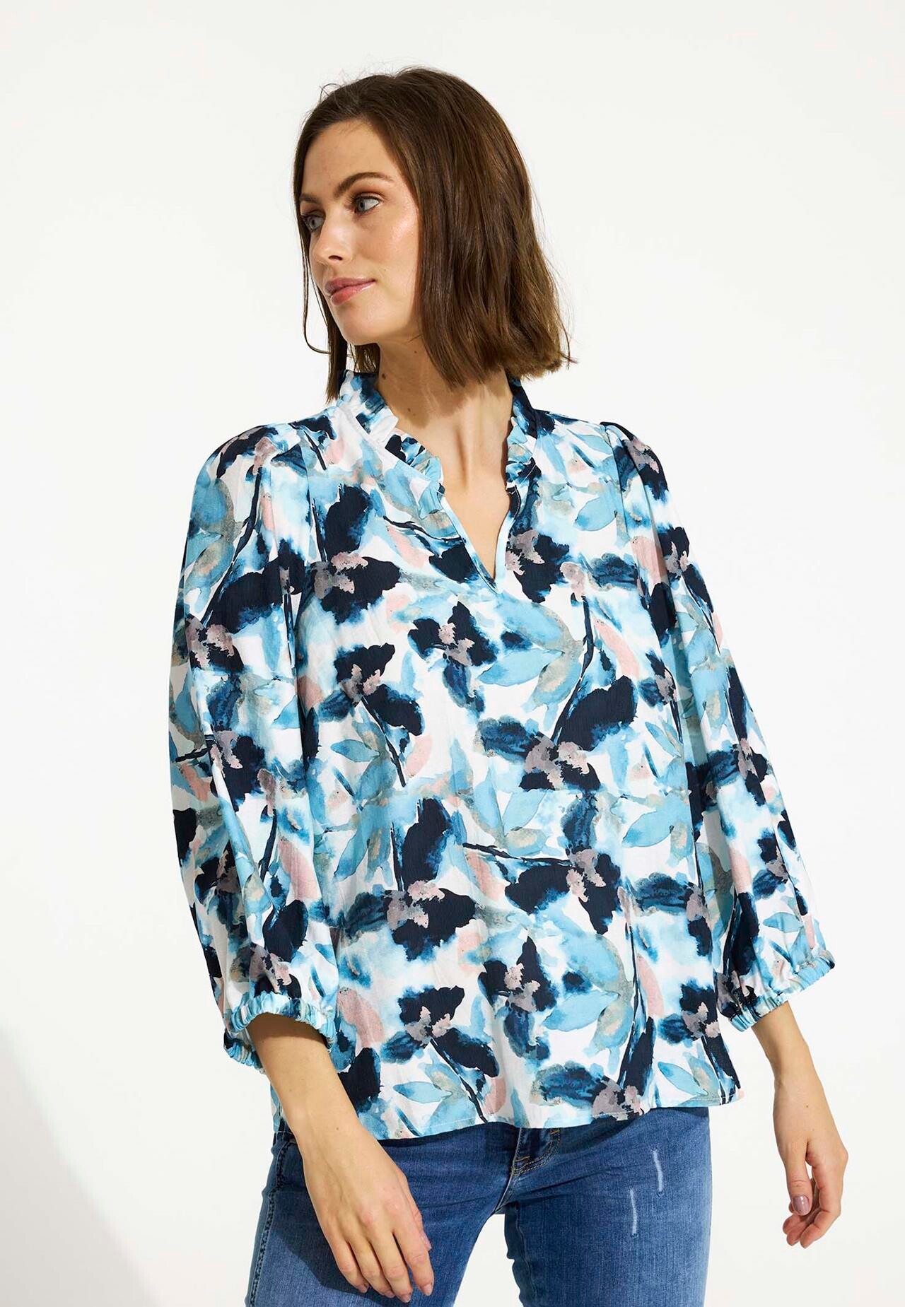Front Alberte Bluse Farve: Blue Størrelse: Dame