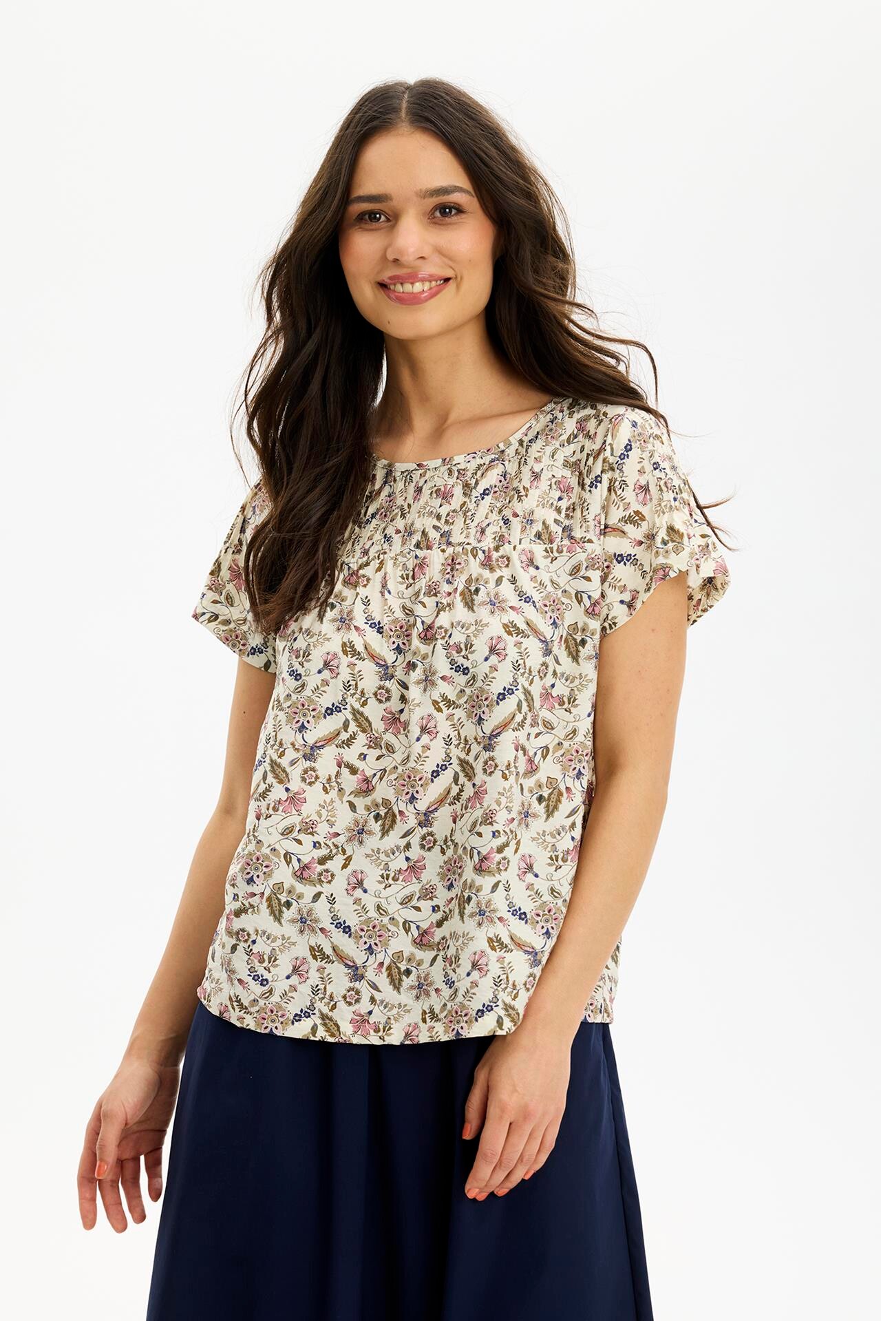 IN FRONT ELLA BLOUSE 16690 216 (Multi Rose 216)