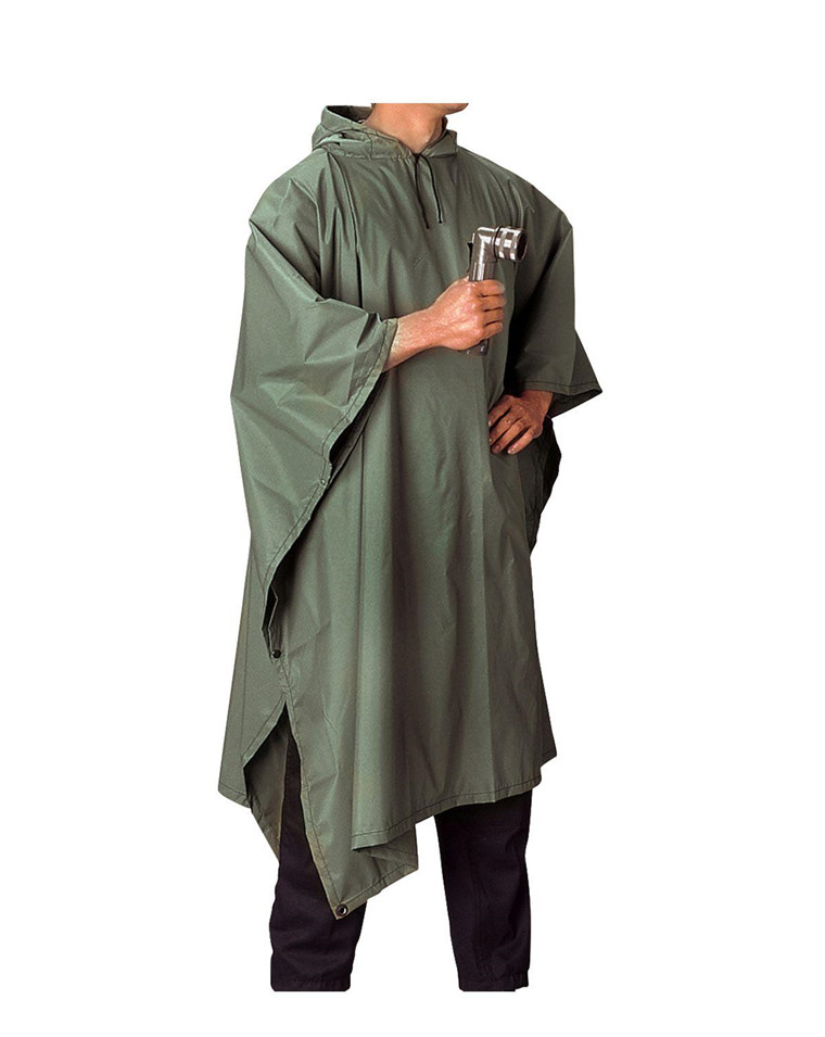 Waterproof Ripstop Nylon Fabric aprox Fire Force #8740 Nylon Poncho Military Style Ripstop Rain Poncho Size: 58 x 90 Made in U.S.A 