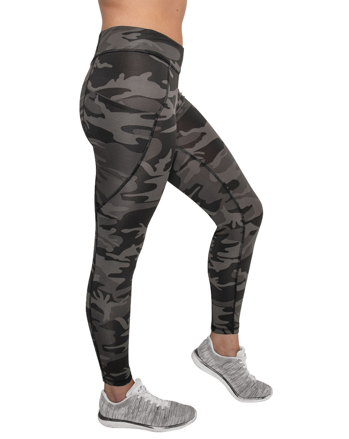 #2 - Rothco Womens Workout Performance Camo Leggings With Pockets (Black Camo, XL)