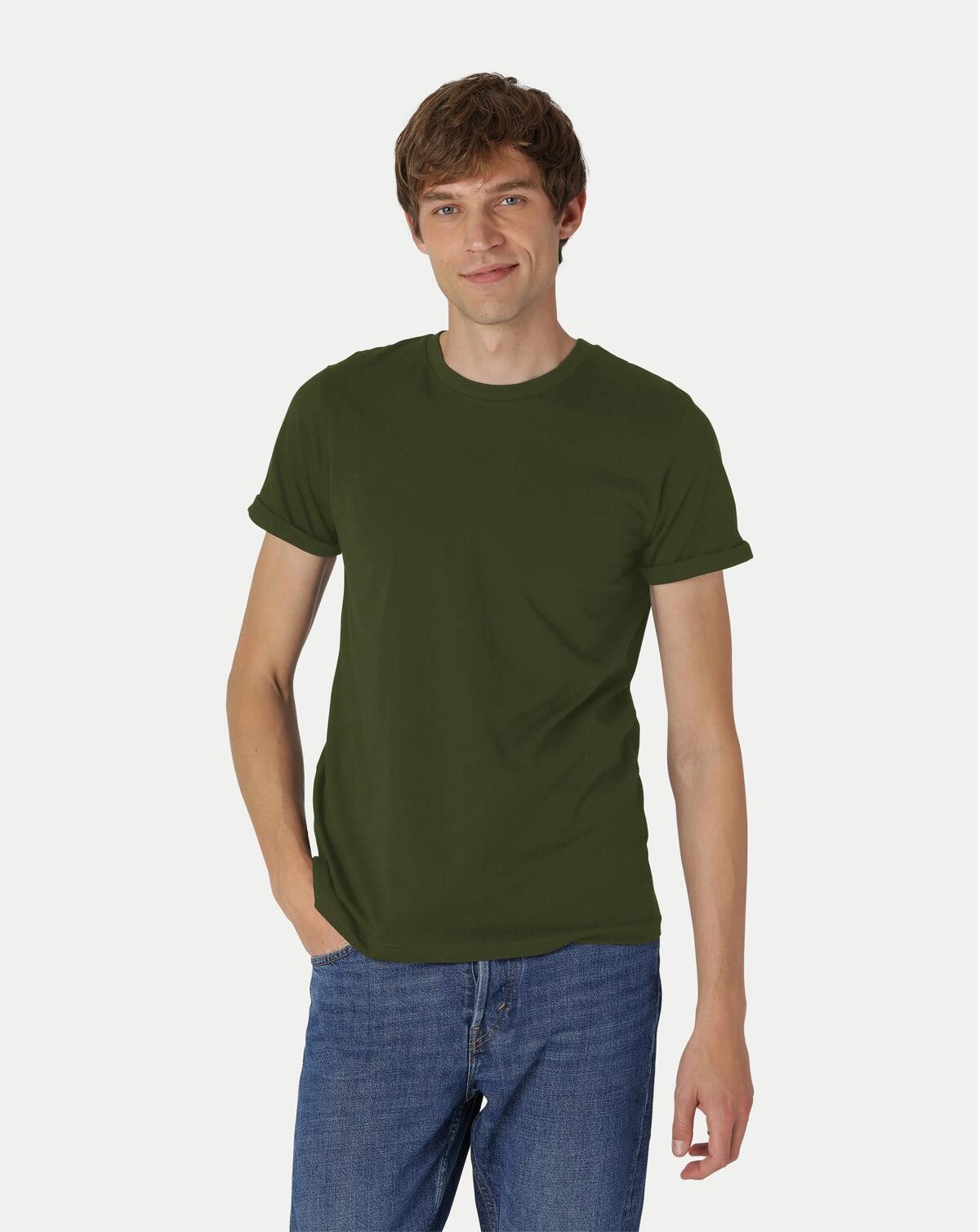 Neutral Organic - Mens Roll Up Sleeve T-shirt (Oliven, M)