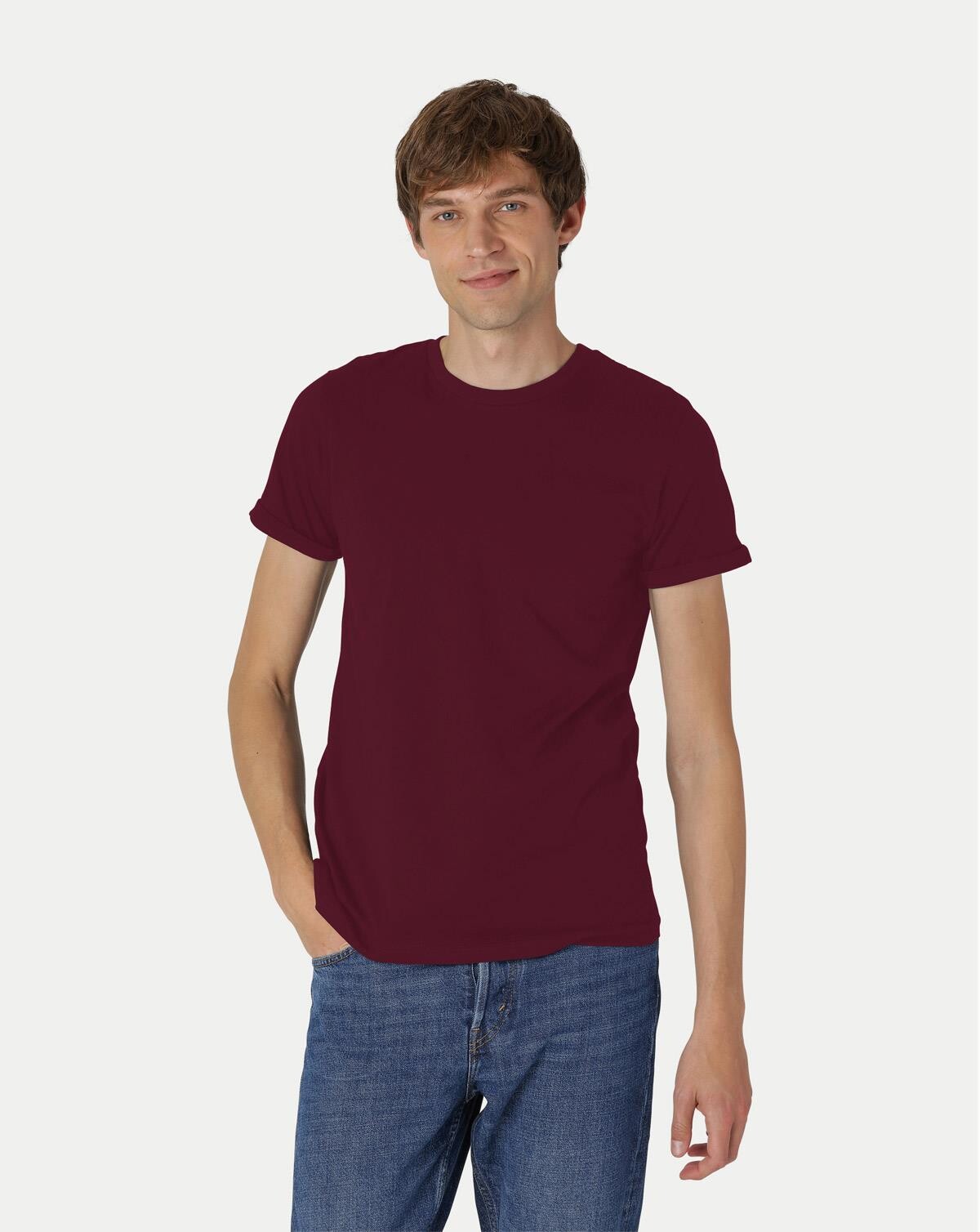 Neutral Organic - Mens Roll Up Sleeve T-shirt (Bordeaux, XL)