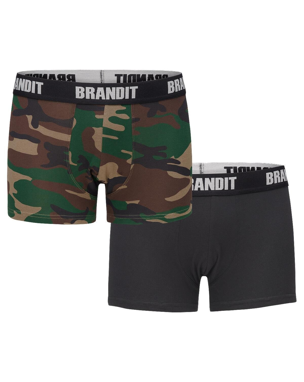 Brandit Boxershorts Logo 2er Pack (Woodland / Black, L)