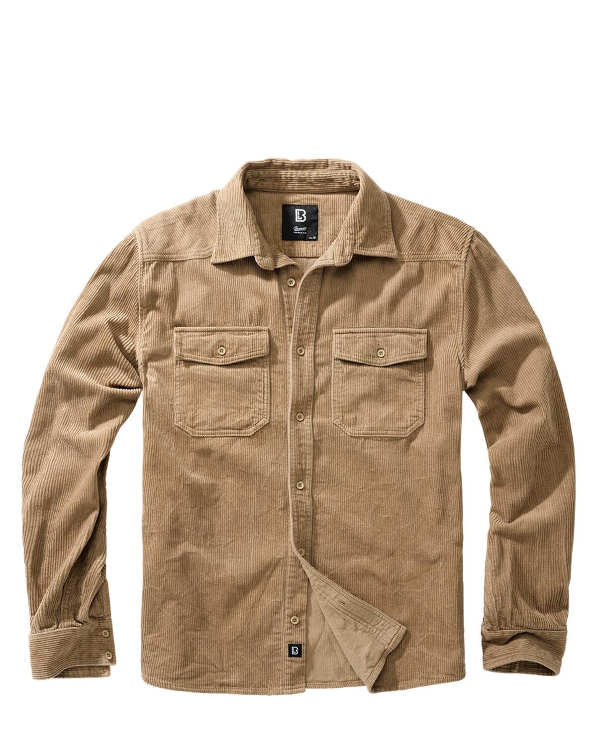 Brandit Corduroy Classic Shirt Long Sleeve (Camel, M)