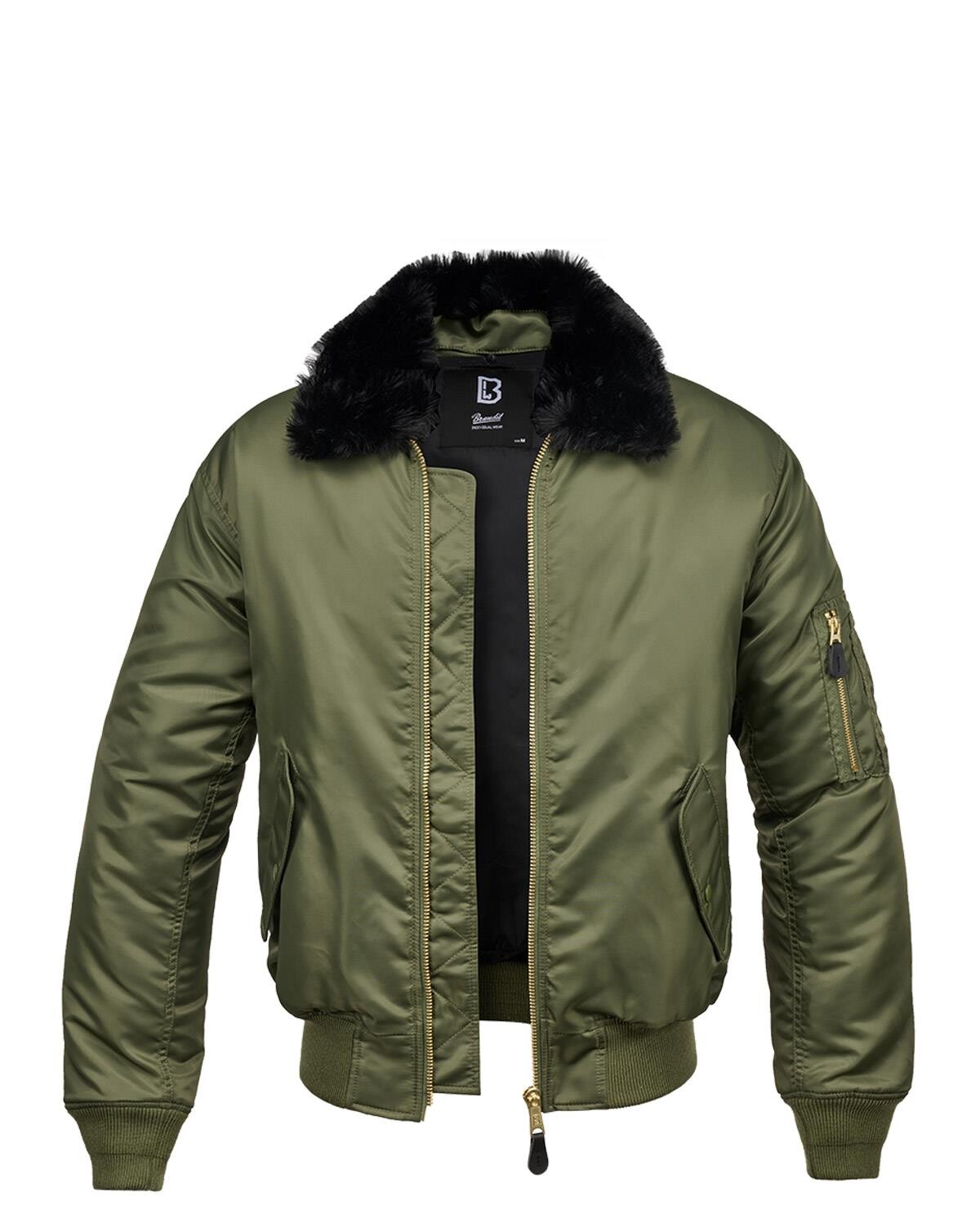Brandit MA2 Bomber Jacket - Fur Collar (Oliven, 3XL)