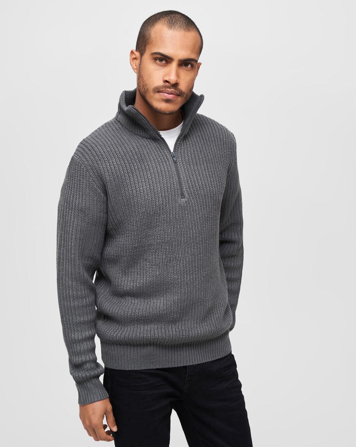 4: Brandit Marine Pullover Troyer Sweater (Antracit, 4XL)