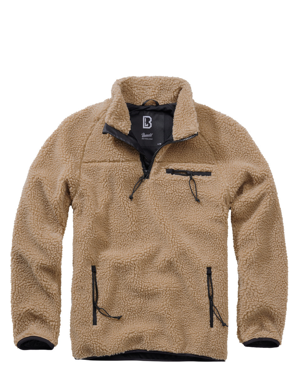 Brandit Teddyfleece Troyer Sweatshirt (Camel, S)