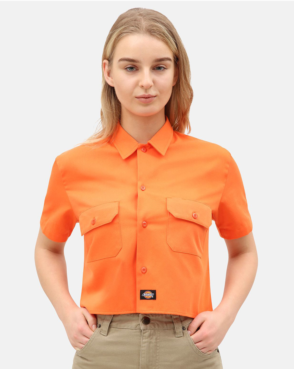 #2 - Dickies Silver Grove Cropped Work Skjorte, Regulær Pasform (Orange, XXS)