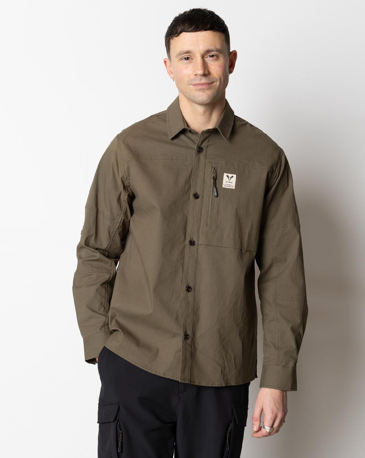 13: Fat Moose Pavement Ripstop Skjorte (Army Green, L)