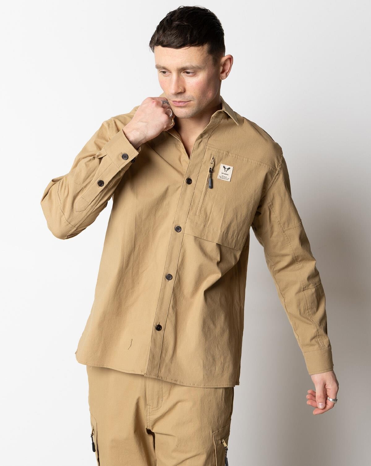 16: Fat Moose Pavement Ripstop Skjorte (Khaki, XL)