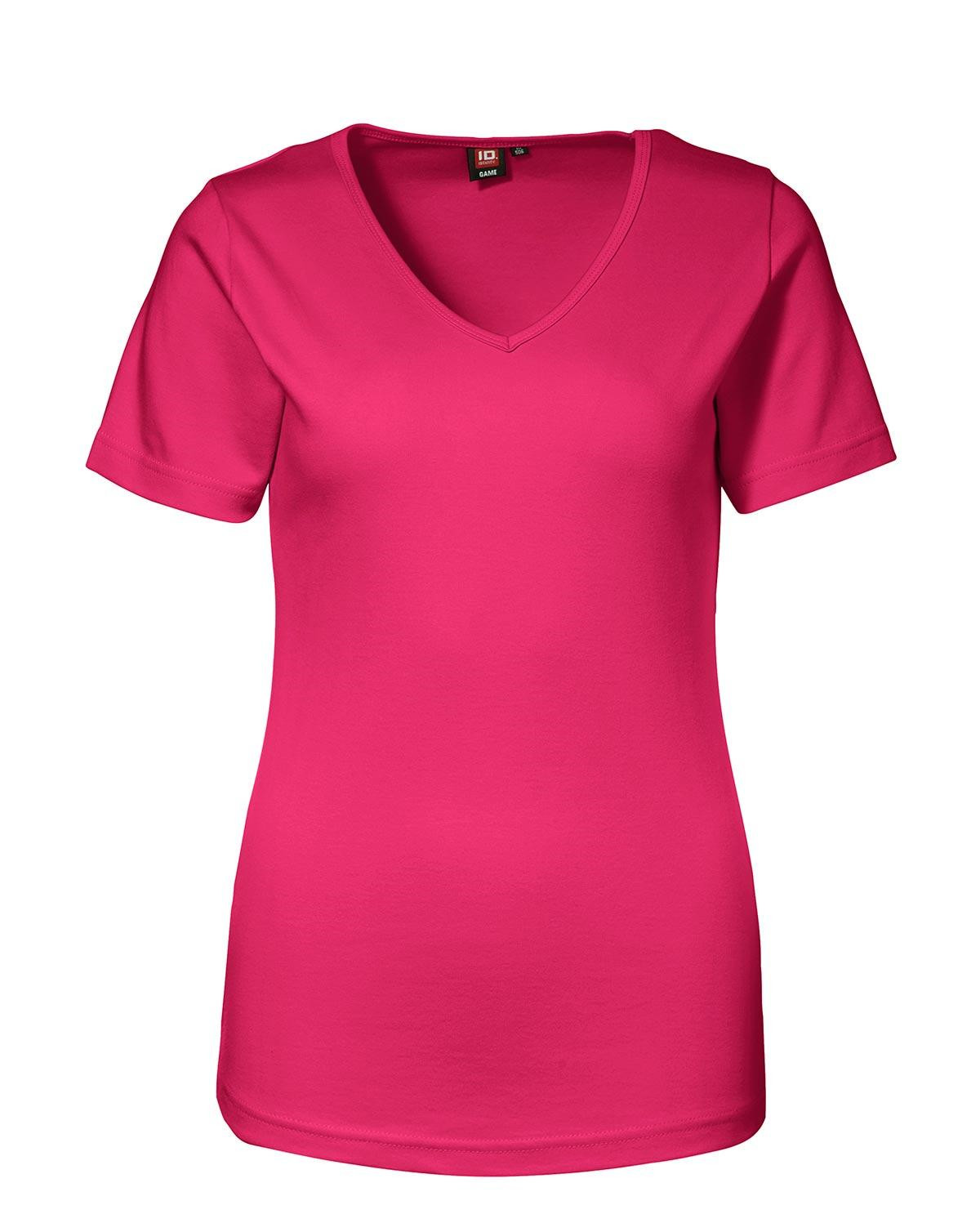 ID Feminin V-hals T-shirt (Pink, S)