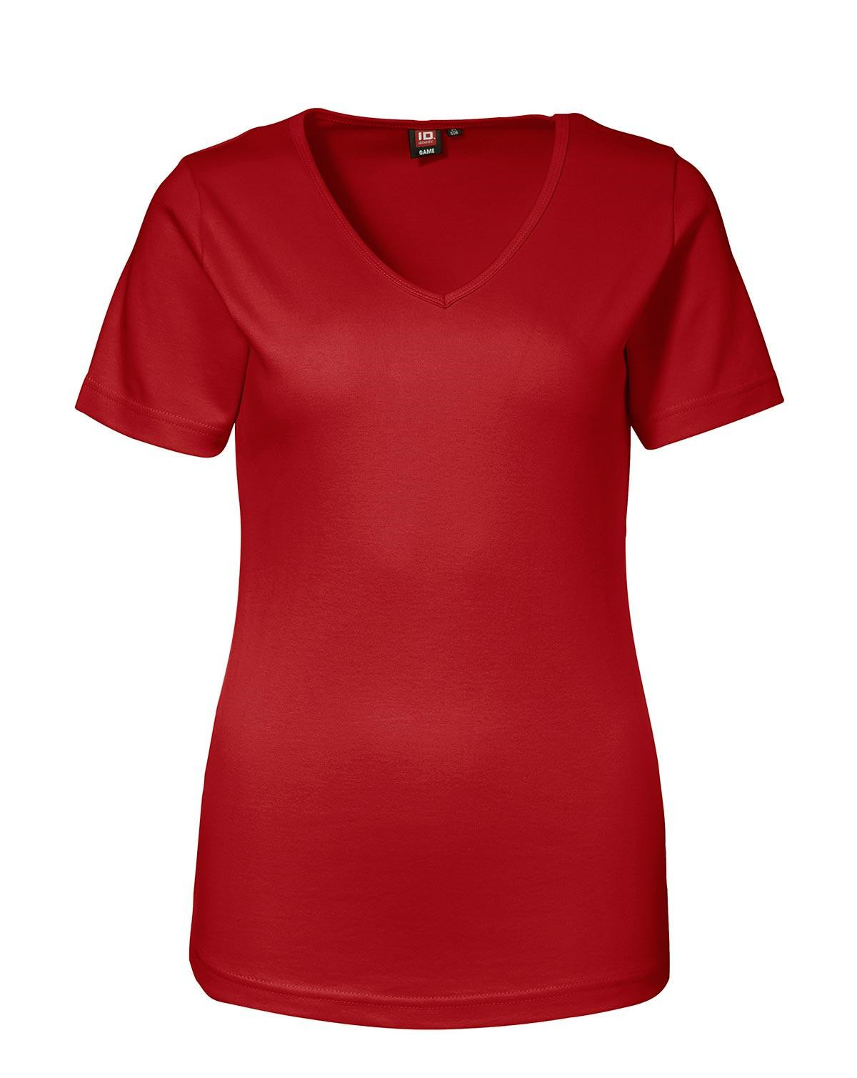 ID Feminin V-hals T-shirt (Rød, 3XL)