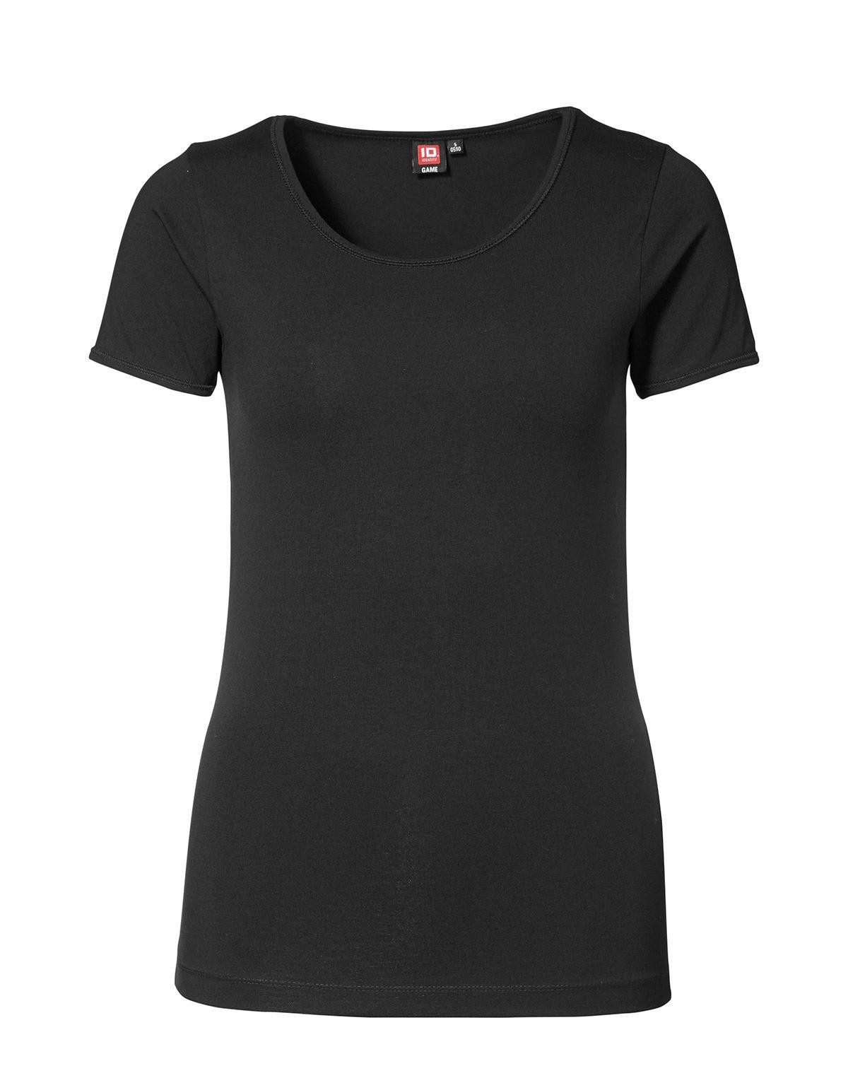 ID Stretch T-shirt til Kvinder (Sort, XL)