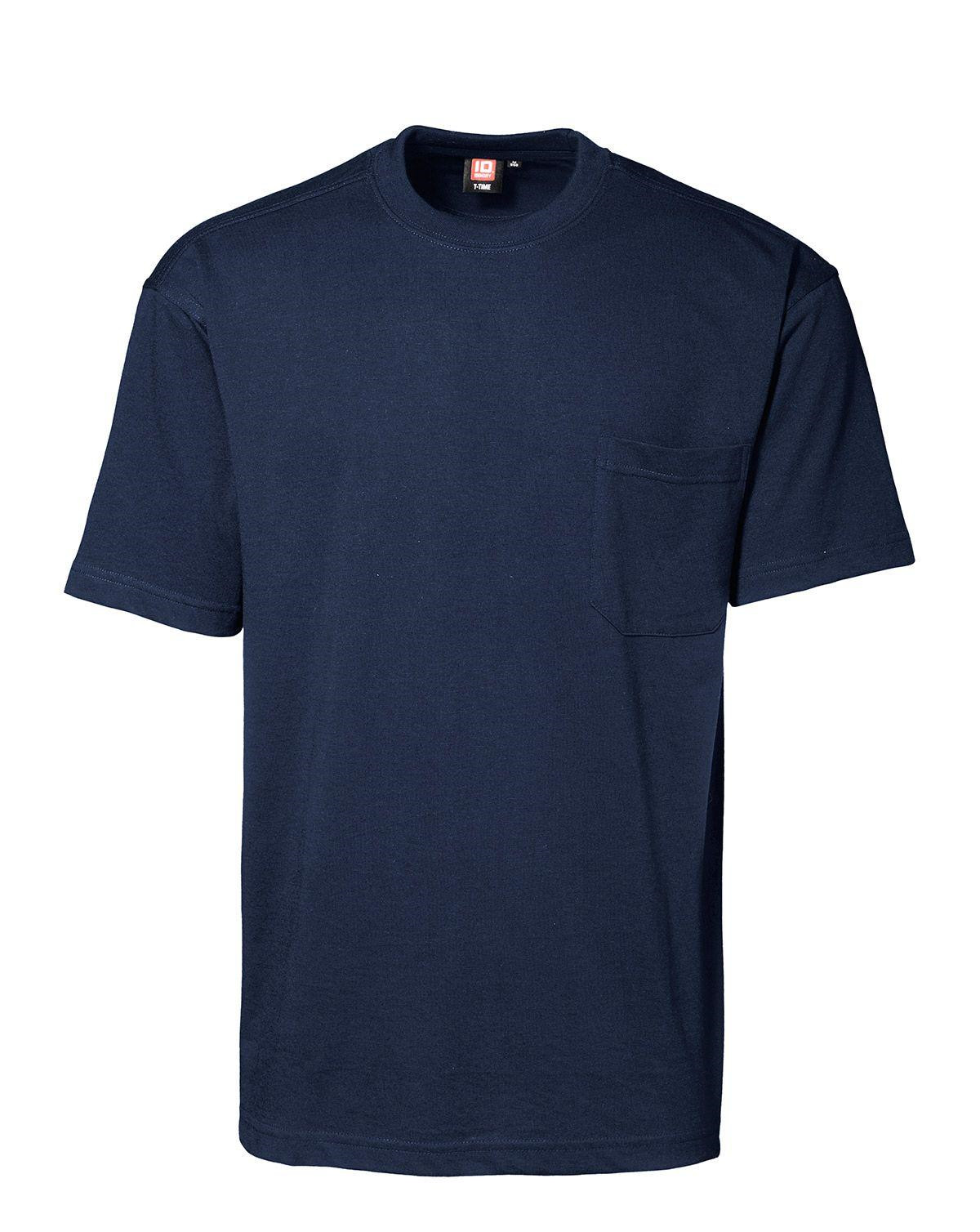 ID T-TIME T-shirt m. Brystlomme (Navy, S)