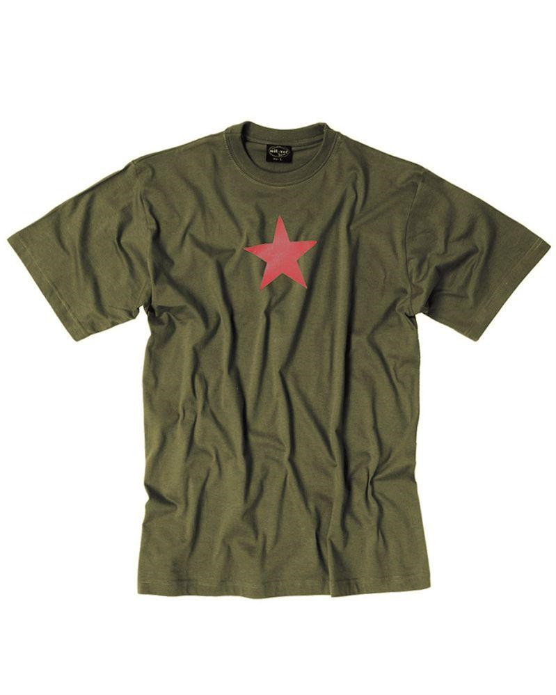 7: Mil-Tec T-shirt m. Rød Stjerne (Oliven, 2XL)