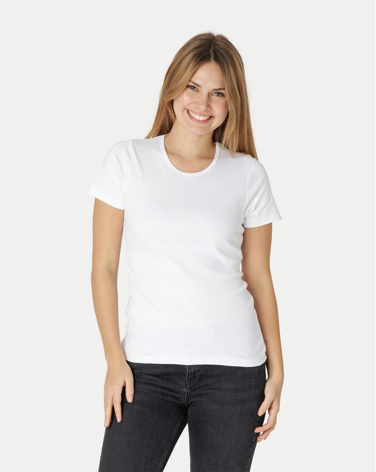 Neutral Økologisk - Dame Interlock T-shirt (Hvid, L)